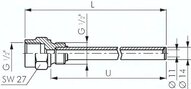Osłona termometryczna do termometru maszynowego 160mm, 16 bar mosiądz