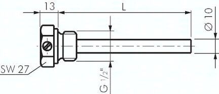 Osłona termometryczna G1/2, 100mm, 25 bar, stal nierdzewna