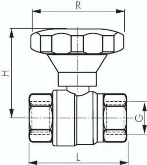 Zawór kulowy z pokrętłem, Rp 1-1/2", PN40, DVGW