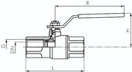 Zawór kulowy do tlenu, mosiądz, Rp 1-1/4", PN30, mosiądz