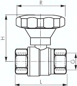 Zawór kulowy z pokrętłem, Rp 1-1/4", PN40, DVGW