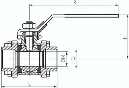 Zawór kulowy 3-częściowy, stal nierdzewna, NPT 1-1/2", PN63