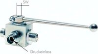 Zawór kulowy 3-drogowy hydrauliczny do rurki typ T, 6 L, PN315