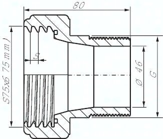 Złącze do pojemnika IBC, S75 x 6(GW) - G 2"(GZ)