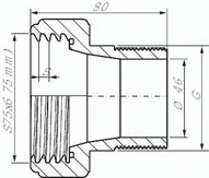 Złącze do pojemnika IBC, S75 x 6(GW) - G 2"(GZ)