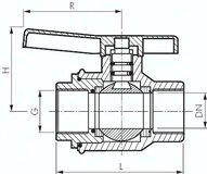 Zawór kulowy G 1/2 z Polipropylenu PP, PN10