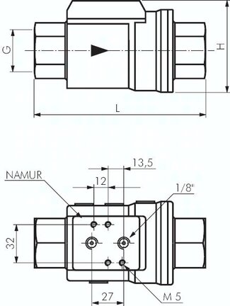 Zawór odcinający pneumatyczny G 2" otwierany sprężyną, mosiądz