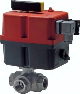Zawór kulowy 3-drogowy z napędem elektr., wersja sanitarna, (T3), G 1-1/4", 12-24V AC/DC