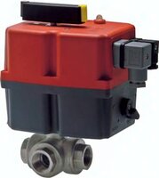 Zawór kulowy 3-drogowy z napędem elektr., mosiądz (L), G3/8, 12-24V AC/DC