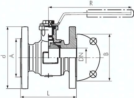 Zawór kulowy kołnierzowy, odlew stalowy, DN 80 / PN40, atest DVGW