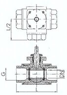 Zawór kulowy 3-drogowy pod napęd, stal nierdzewna, G 1 1/4", typ L
