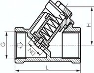 Zawór zwrotny skośny G 1-1/4", PN40, stal nierdzewna 1.4408