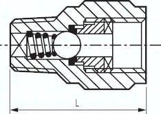 Zawór zwrotny mini R/Rp 1/8", gwint wewnętrzny/gwint zewnętrzny, mosiądz niklowany