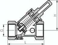 Zawór zwrotny skośny Rp 2", PN10, wersja DVGW, mosiądz