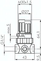 Reduktor ciśnienia, G1/4, 0,1-2 bar, wlk. Mini