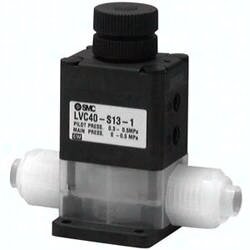 Zawór pneumatyczny 2/2 do chemii, ze złączkami skręcanymi seria LVC (LVC30-S08) - SMC