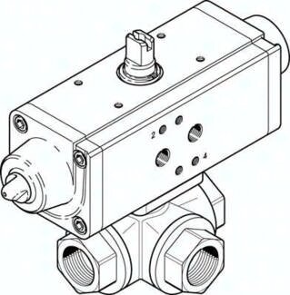 Jednostka zaworu kulowego z napędem VZBA-3/4"-GGG-63-32T-F0405-V4V4T-PS30-R-90-4-C serii VZBA - Festo