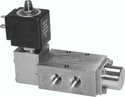 Elektrozawór 5/2 G 1/4" 5/2 powrót sprężyną, stal nierdzewna, 230 V AC