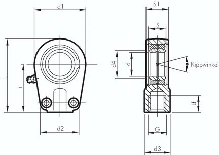 Przegub cylindra hydraulicznego, M 16 x 1,5