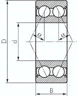 Lozysko kulkowe skosne dwurzedowe, DIN 628, 20x47x20,6mm, 2RS uszczelniona (uszc
