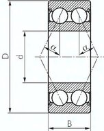 Lozysko kulkowe skosne dwurzedowe, DIN 628, 25x52x20,6mm, 2RS uszczelniona (uszc