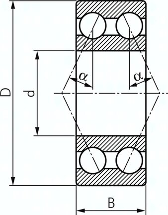 Lozysko kulkowe skosne dwurzedowe, DIN 628, 45x85x30,2mm, otwarty
