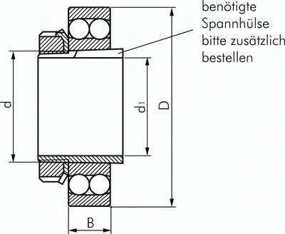 Lozysko kulkowe wahadlowe DIN 630, 65x130x25mm, otwarty