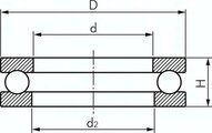 Lozysko kulkowe zwykle, osiowe DIN 711, 30x47x11,0mm, równa powloka