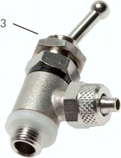 Zawór mini sterowany dźwignią 3/2 G 1/4-6x4, złączka skręcana, zasilanie od złączki