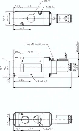 Elektrozawór 3/2 G 1/2 (NC), 24 V DC