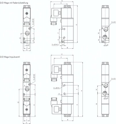 Elektrozawór 3/2 G 1/4 (NO), 12 V DC