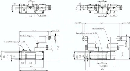 Elektrozawór 5/2 ISO 1, powrót powietrzem i sprężyną, 12 V DC