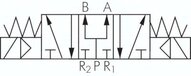 Elektrozawór 5/3 M5 w poł. środkowym zasilany, 12 V DC