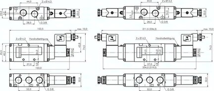 Elektrozawór 5/2 G 3/8 powrót powietrzem i sprężyną, 12 V DC
