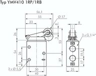 Zawór krańcowy z dźwignią z rolką tworzywową 3/2 G 1/4 