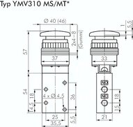 Zawór mechaniczny 3/2 G1/8, przycisk grzybkowy zielony