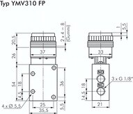 Zawór mechaniczny 3/2 G1/8, przycisk kryty czarny