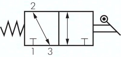 Zawór mechaniczny sterowany dźwignią 3/2 G 1/8, powrót sprężyną