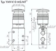 Zawór mechaniczny 3/2 G1/4, przycisk grzybkowy czarny