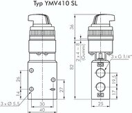 Zawór mechaniczny 3/2 G1/4, przełącznik pokrętny
