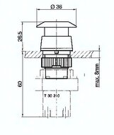 Zawór do montażu tablicowego 3/2 M5, otwór 22 mm, przycisk grzybkowy zielony