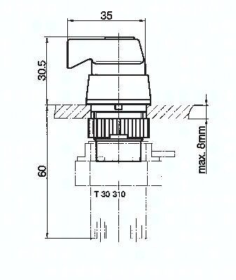 Zawór do montażu tablicowego 3/2 M5, otwór 22 mm, przełącznik pokrętny