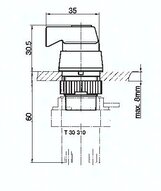 Zawór do montażu tablicowego 3/2 M5, otwór 22 mm, przełącznik pokrętny
