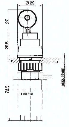 Zawór do montażu tablicowego 5/2 M5, otwór 22 mm, przycisk z zamkiem