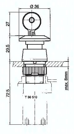 Zawór do montażu tablicowego 5/2 M5, otwór 20 mm, przycisk stop awaryjny