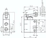 Zawór mechaniczny sterowany dźwignią z rolką jednokierunkową 3/2 (NC/NO) G 1/4