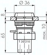Zawór do montażu tablicowego 3/2 M5, otwór 30 mm, przycisk kryty żółty