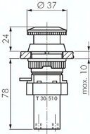 Zawór do montażu tablicowego 5/2 M5, otwór 30 mm, przycisk stop awaryjny
