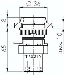 Zawór do montażu tablicowego 3/2 M5, otwór 30 mm, przycisk kryty czarny