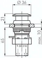 Zawór do montażu tablicowego 3/2 M5, otwór 30 mm, przycisk grzybkowy czerwony